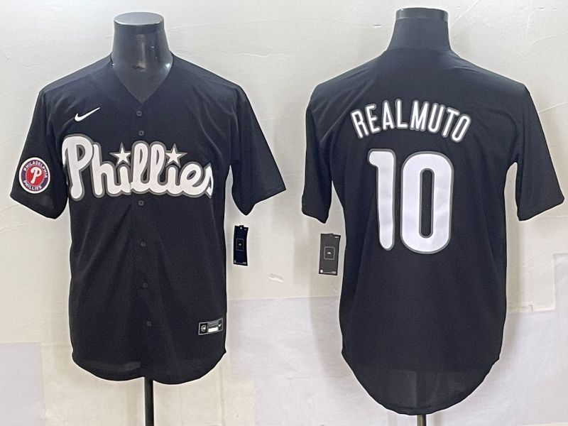 Men 2025 Philadelphia Phillies #10 Realmuto Black Fashion Nike MLB Jersey style 7095->philadelphia phillies->MLB Jersey